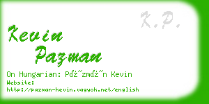 kevin pazman business card